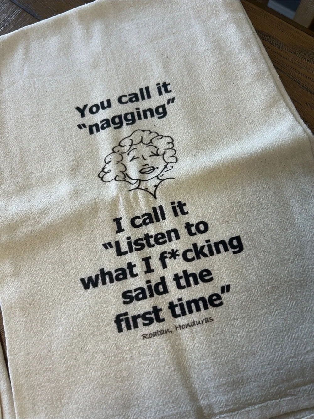 Cotton Kitchen Tea Towels - Cream with Black Text (Set of 2)